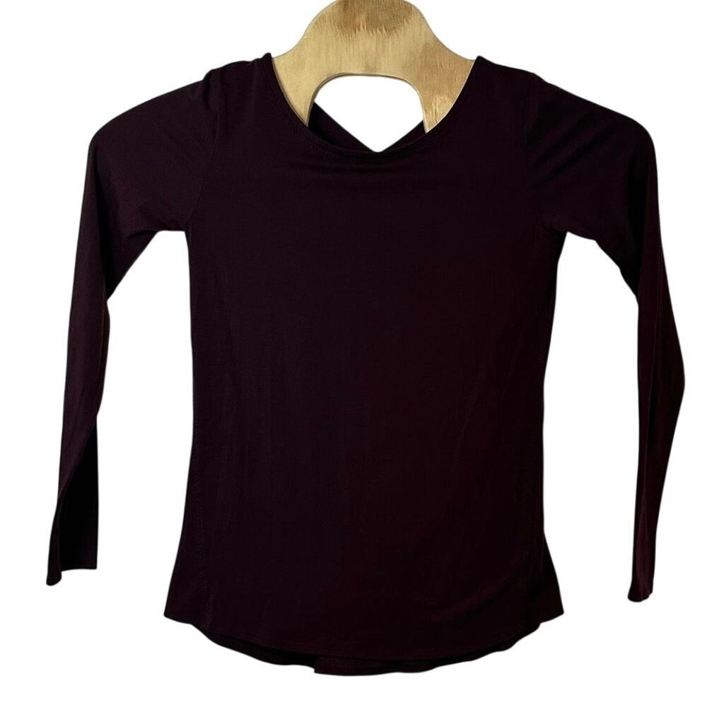 Athleta Flexlight Twist Back Long Sleeve Top Size XS Burgundy Active Breathable